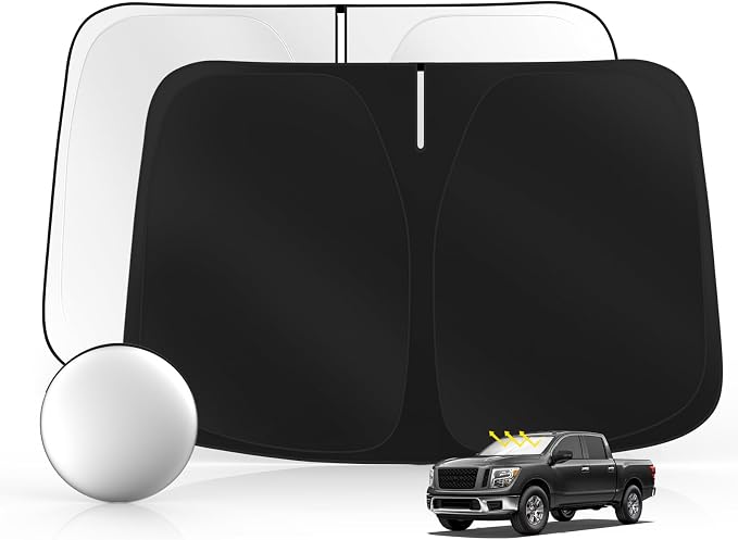 Windshield Sun Shade for Ni-ss-an Titan 2020-2025 Foldable Sunshade Custom Fit by SULAGIWINDSHIELDSUNSHADE