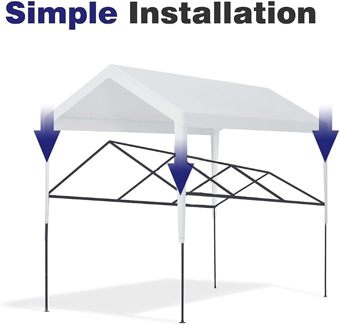 Rutile 12 x 20 FT Carport Replacement Cover, Heavy Duty Car Tarp Canopy Tent - Image 6