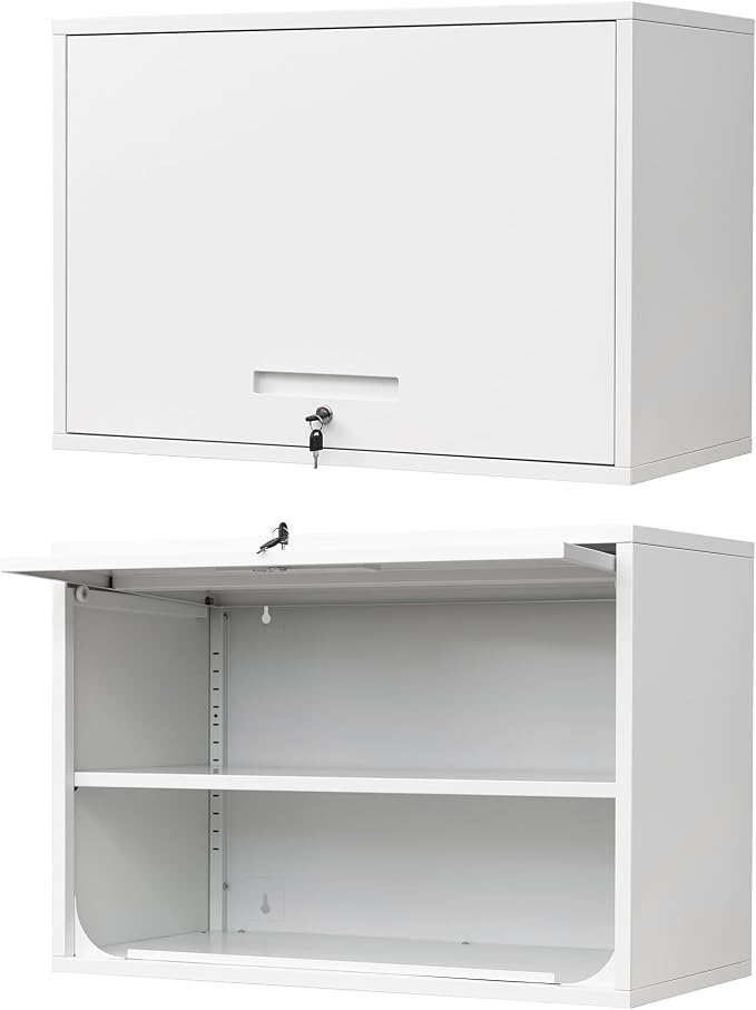 Metal Wall Cabinet with Locking Door and Shelf, Hanging Garage Cabinets with by Anxxsu