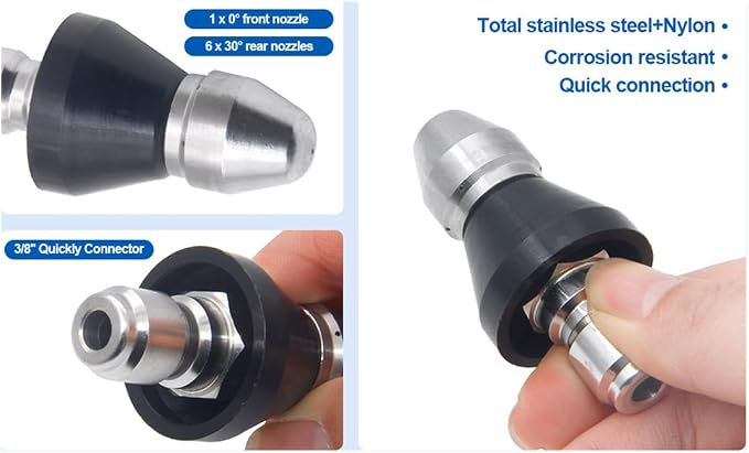 Pressure Washer Sewer Jetter Nozzle - Image 3