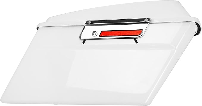 XFMT Motorcycle White Hard Saddlebags Saddle Bags Trunk W/Lids & Chrome Latches - Image 2