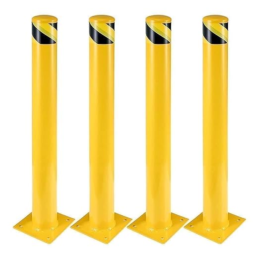 4-Pack Heavy Duty Safety Bollards, 4.5" Diameter Steel Pipe Bollard Post by Hipicute