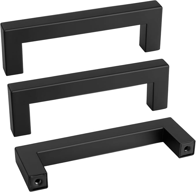 goldenwarm 200 Pack 3 3/4 Inch Black Cabinet Handles Matte Black Drawer Pulls by goldenwarm