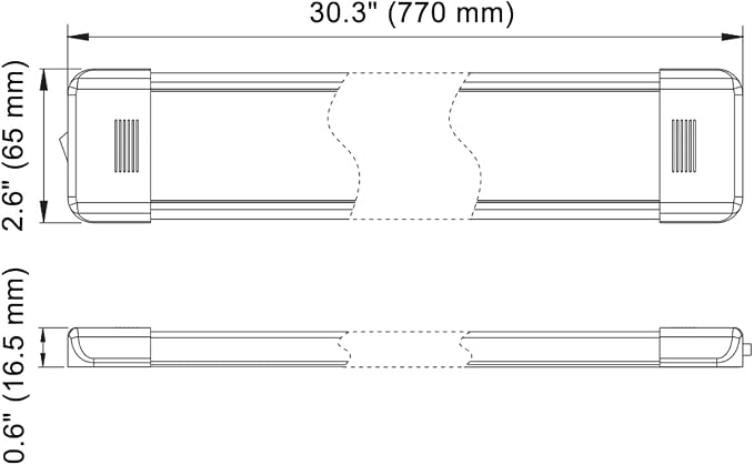 LED Interior Utility Light Fixture 30.3" x 2.6", High Lumen-Output Low Current - Image 2