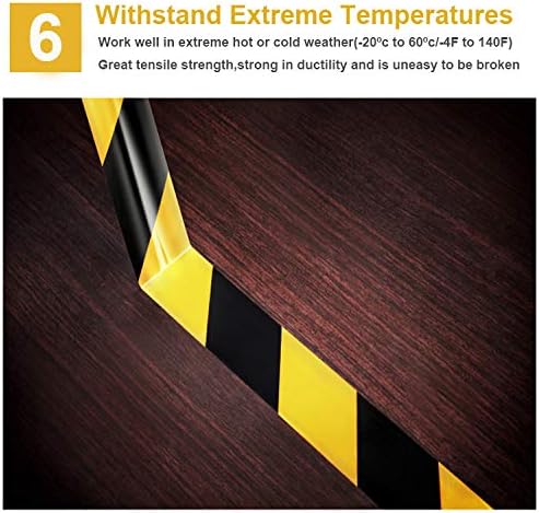 Waterproof Reflective Safety Tape Roll 2"X150' Yellow Black Striped Floor - Image 6