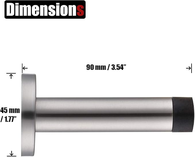 JQK Door Stopper Black, 304 Stainless Steel Thicken 1mm Sound Dampening Door - Image 2
