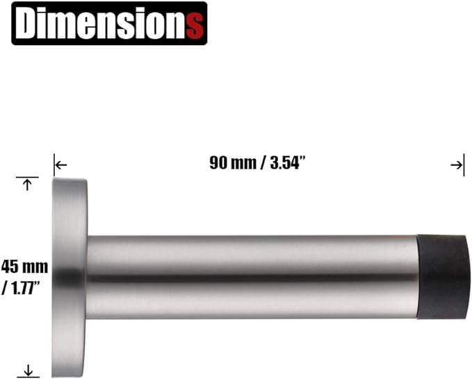 JQK Door Stopper Black, 304 Stainless Steel Thicken 1mm Sound Dampening Door - Image 3