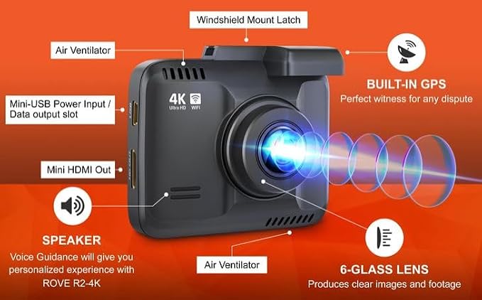 ROVE R2-4K Dash Cam Built-in WiFi 6 GPS Car Dashboard Camera Recorder - Image 10