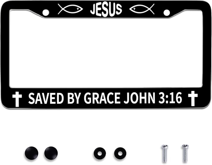 John 3:16 Jesus License Plate Frames Round Hole Personalise License Plate Frame by Omw2fyb