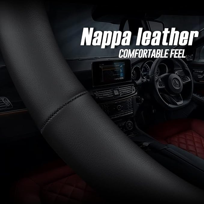 LKWLIKEI Nappa Premium Leather car Steering Wheel Cover, Breathable, Universal - Image 5