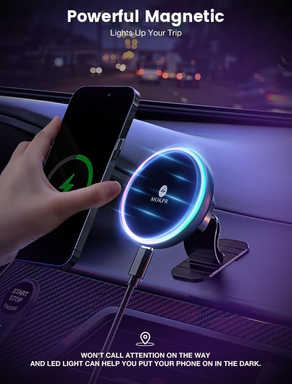 MOKPR for Magsafe Car Mount Charger-15W Wireless Car Charger-Magnetic Car Phone - Image 5