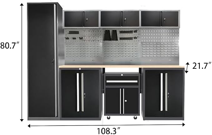 JZD Garage Storage Workbench Set, Metal Industrial Strength Tool Storage System - Image 2