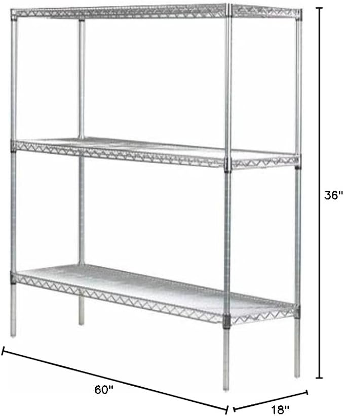 Omega 18" Deep x 60" Wide x 36" High 3 Tier Chrome Starter Shelving Unit - Image 2