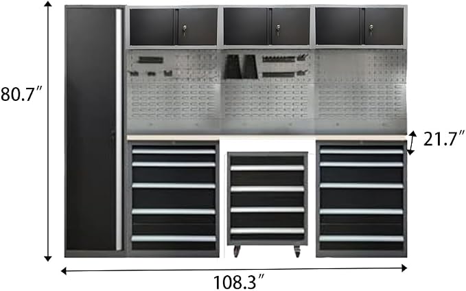 JZD Heavy Duty Metal Garage Shop Tool Storage Cabinet Set System - Image 2