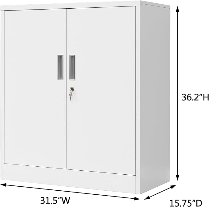 Metal Storage Cabinet with Locking Doors and Adjustable Shelves, 36.2" H Steel - Image 3