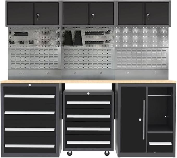 JZD Garage Storage Workbench Cabinet Set System, Heavy Duty, Tool Cabinets by JZD