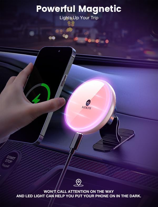 MOKPR for Magnetic Car Mount Charger-15W Wireless Car Charger-Magnetic Car - Image 5