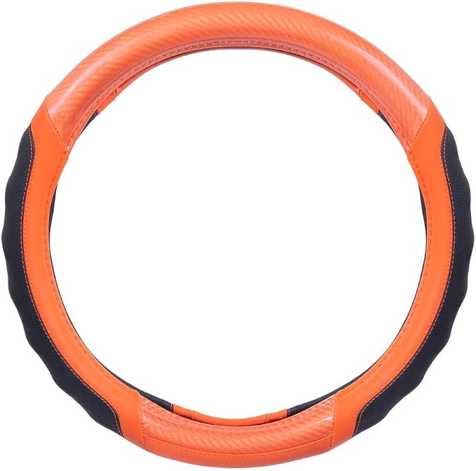 Motor Trend SW-812 Orange Ultra Sport Pebbled Leather Steering Wheel Cover by MotorTrend