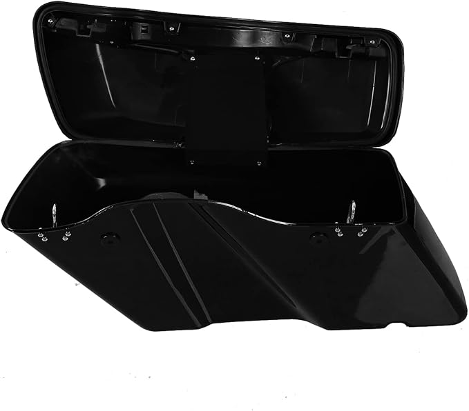 XFMT Motorcycle Hard Saddlebags Vivid Black Saddle Bags Trunk W/Black Latches - Image 7