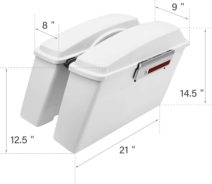 XFMT Motorcycle White Hard Saddlebags Saddle Bags Trunk W/Lids & Chrome Latches - Image 3