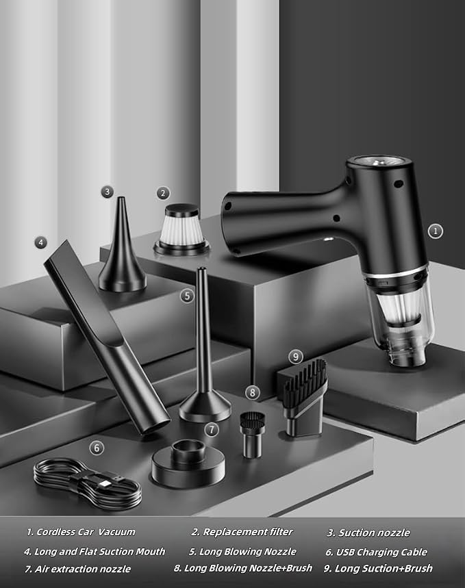 Car Vacuum Cleaner, Handheld Vacuum, Suction/Blowing/Filling 4-in-1, - Image 5