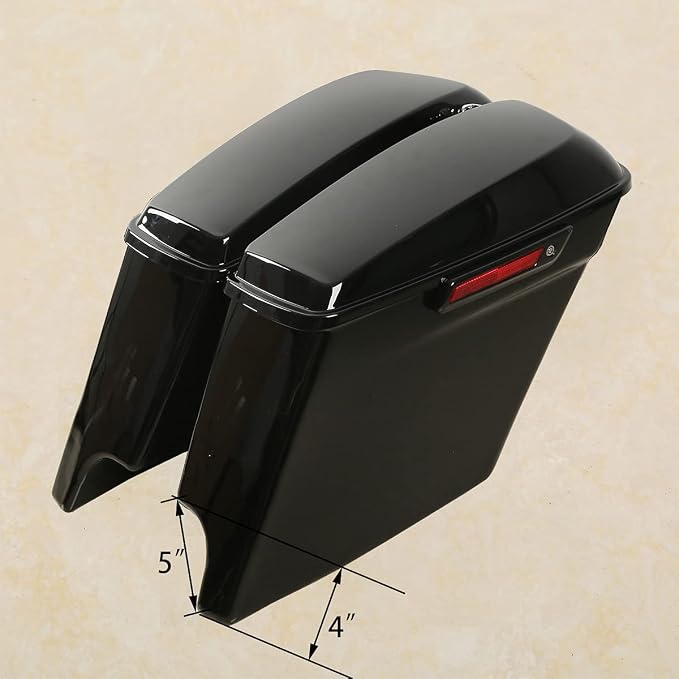 XFMT Vivid Black 5" Stretched Extended Saddlebags Hard Saddle Bags W/Chrome - Image 4