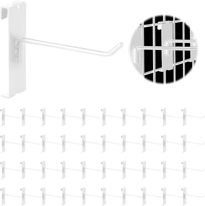 40Pcs 4" Gridwall Display Hooks Assortment Set, Wire Diameter 5mm// 0.2” by Yauhar