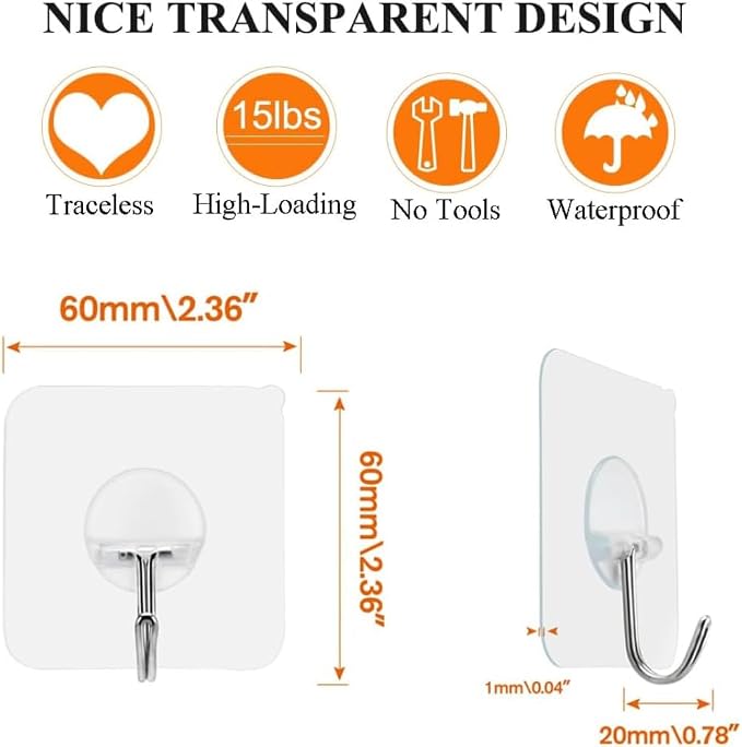24 Pack Adhesive Hooks for Hanging - Image 2