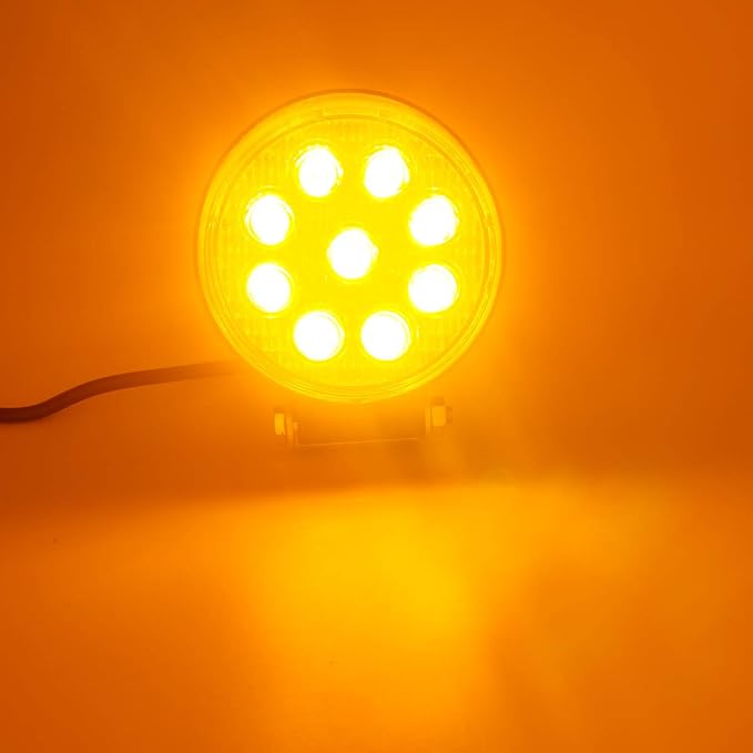 27W Spot Amber Yellow Round Work LED Light Fog Offroad Off Road Lights Driving - Image 6