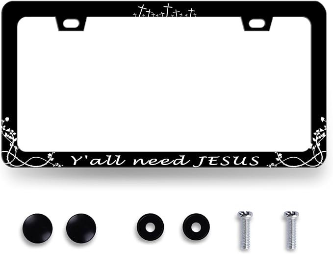 Y'all Need Jesus License Plate Frame Christian License Plate Frames Jesus Auto by RNKATIH