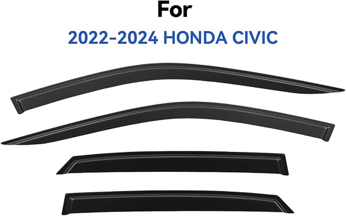 Window Visors Rain Guards for 2022 2023 2024 2025 Honda Civic, Out-Channel - Image 3
