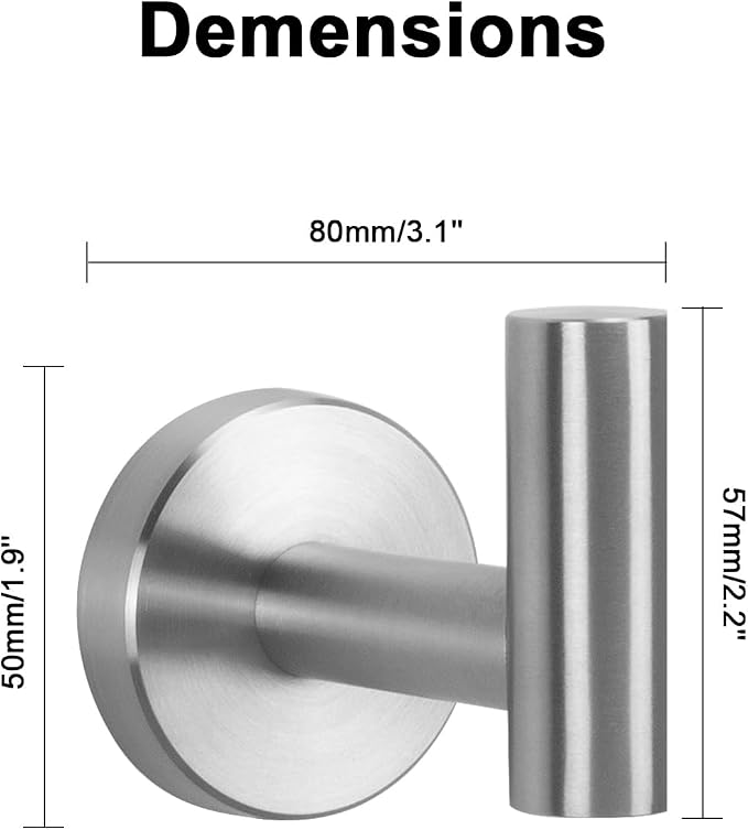 NearMoon Bath Towel Hooks- SUS 304 Stainless Steel Robe Hook Holder, Heavy Duty - Image 5
