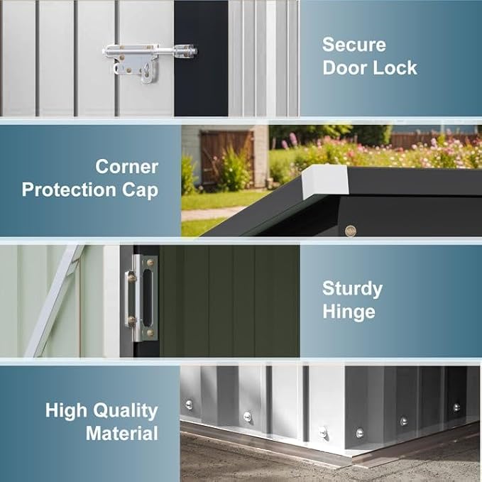Greesum 5×3 FT Outdoor Storage Shed, Metal Storaged Sheds Without Floor - Image 5