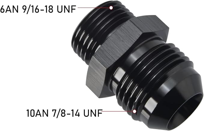 10AN Male Flare to 6AN ORB O-ring Boss Fuel Pump Rail Adapter Fitting Aluminum - Image 2