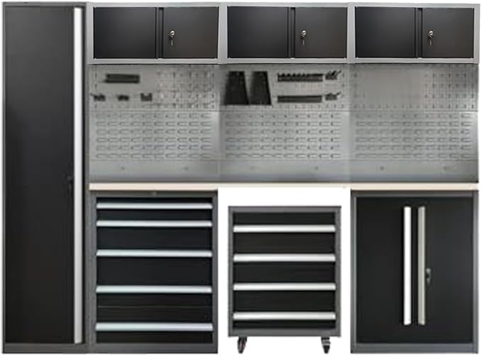JZD Metal Garage Storage System, Lockable Tool Cabinet Workbench by JZD