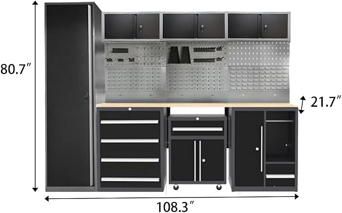 JZD Garage Storage Cabinet Set, Industrial Strength Tool Storage System - Image 2