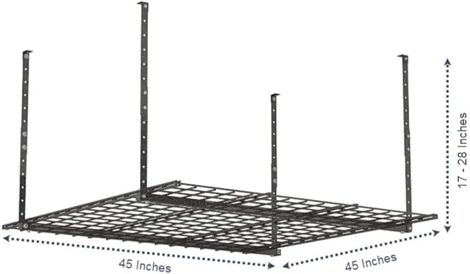 00625 45-Inch x 45-Inch Overhead Steel Garage Storage System & Rack, Hammertone - Image 3