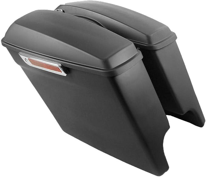 XFMT Matte Black 5" Stretched Extended Saddlebags Hard Saddle Bags W/Black - Image 2
