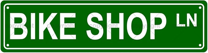 BIKE SHOP LN Space Metal Tin Street Sign Bar Cafe Garage Cave Home Room Wall by Unknown