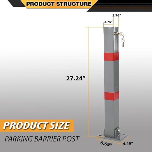 Folding Parking Barrier Lockable Car Bollard Driveway Safety Security Post - Image 8