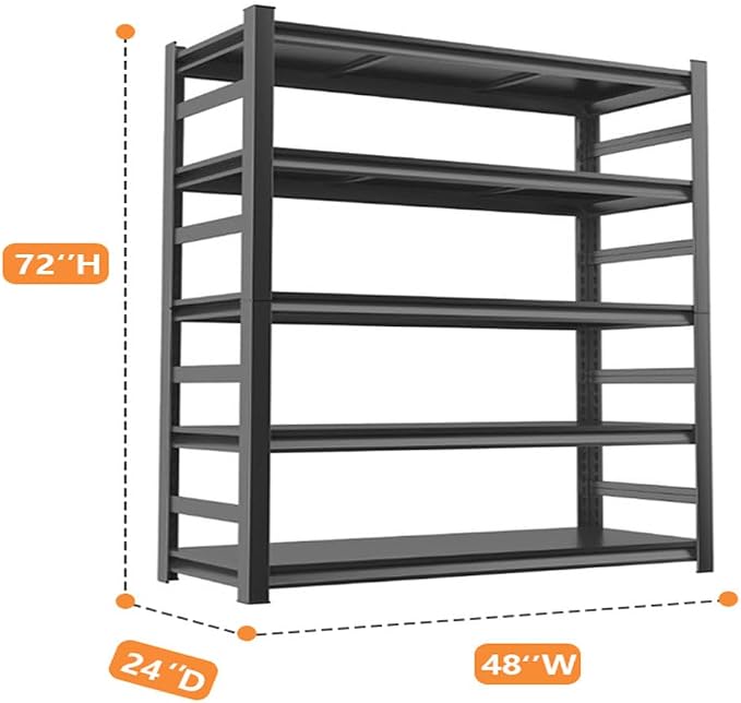 Garage Shelving, Storage Shelves Heavy Duty, 5-Tier Adjustable Black Shelving - Image 3