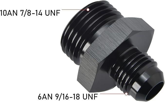 6AN Male Flare to 10AN ORB O-ring Boss Fuel Pump Rail Adapter Fitting Aluminum - Image 2