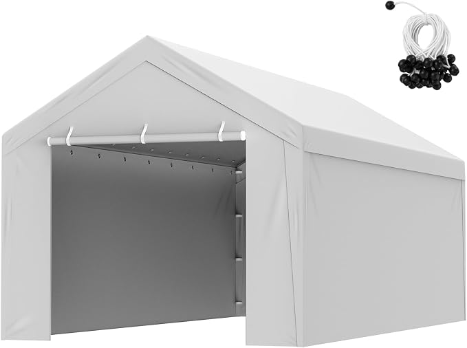 VEVOR Carport Replacement Canopy Cover Top + Side Wall 10 x 20 ft, Garage Tent - Image 9