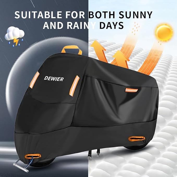 Motorcycle Cover Waterproof Outdoor, 420D Heavy Duty, M 71in, All Season - Image 6