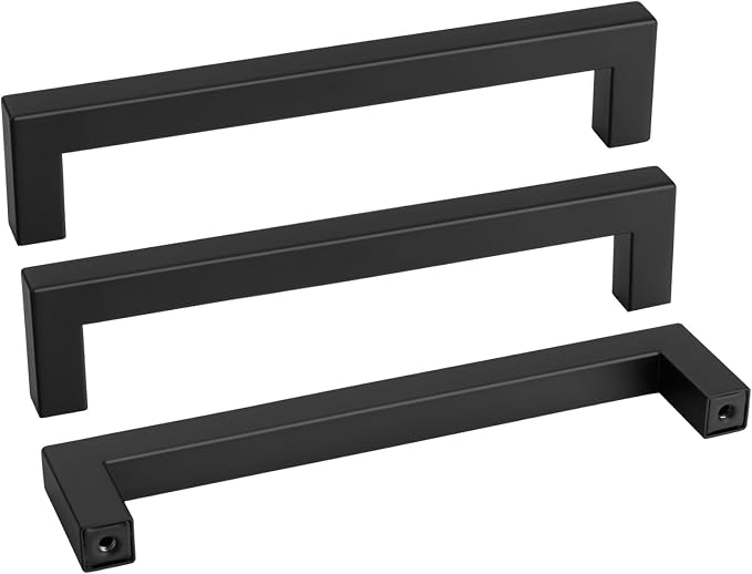 Goldenwarm 2 Pack Black Square Bar Cabinet Pull Drawer Handle Stainless Steel by goldenwarm