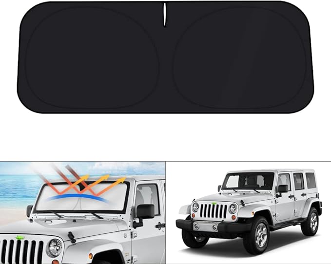 KUST Windshield Sun Shade for 1997-2017 Jeep Wrangler Rubicon Sahara TJ JK JKU by KUST
