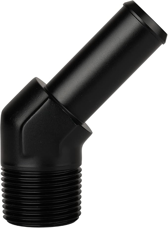 3/4 NPT Male to 3/4" Hose Barb Fitting Adapter 45 Degree Elbow Aluminum Black - Image 3