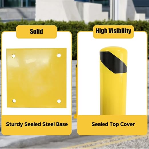 Bollard Post, Steel Bollards, Safety Bollard Yellow Powder Coated Parking - Image 5
