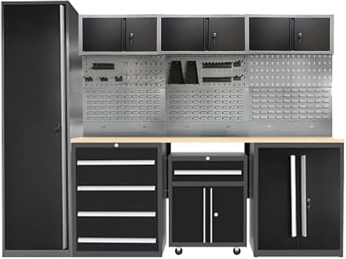 JZD Garage Storage Cabinet System, Lockable Tool Workbench Set by JZD