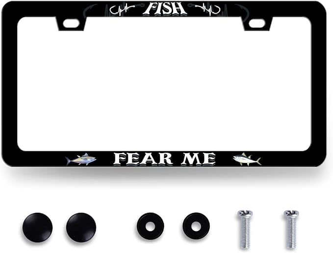 Fish License Plate Frame Fish Fear Me License Plate Holder by RNKATIH